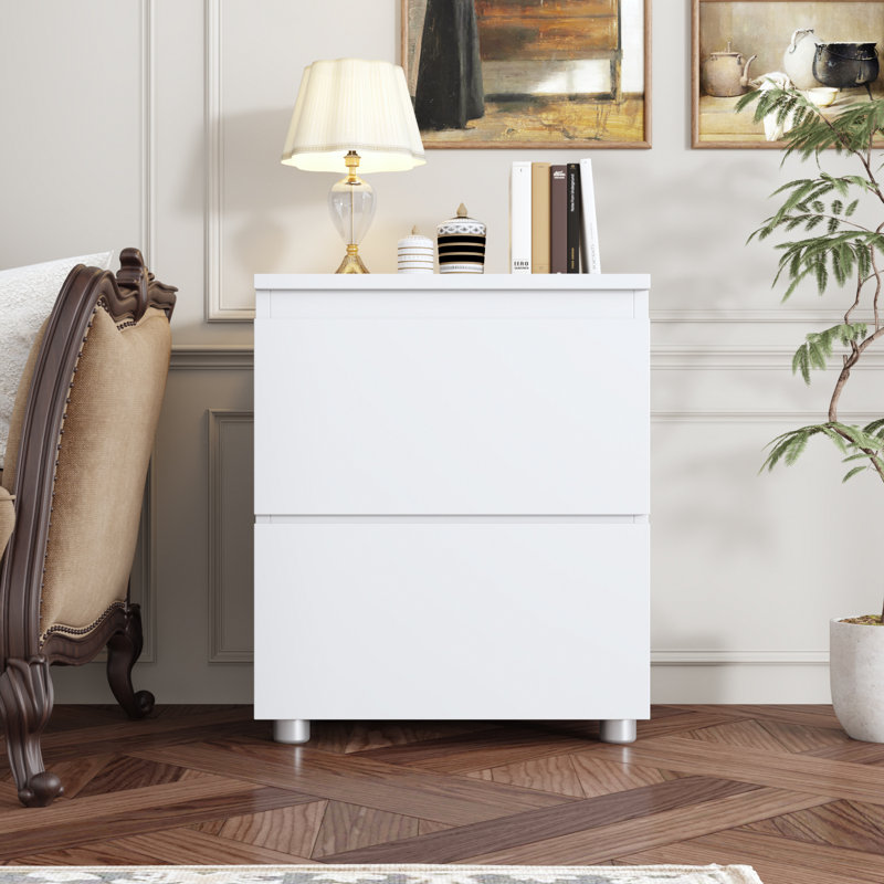 19'' H X 15.7'' W 2-Drawer Nightstand(Single), White