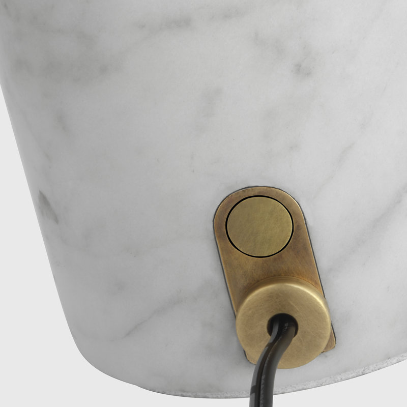 Kelly Wearstler Volver 1-light Accent Table Lamp in Black Marble with Clear Etched Glass shade, White