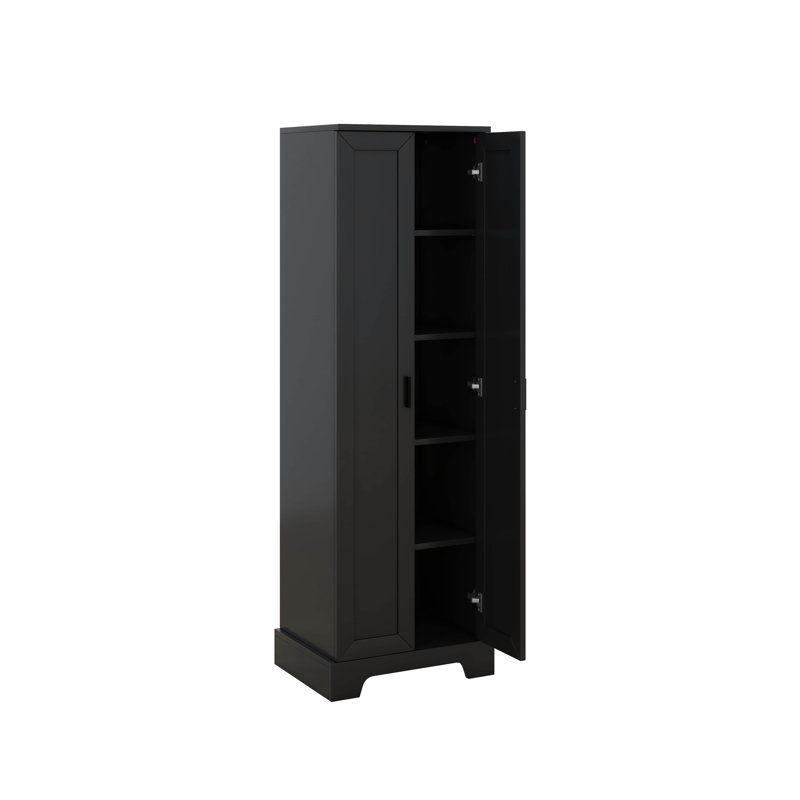 Storage Cabinet With Two Doors For Bathroom, Office, Adjustable Shelf, Black