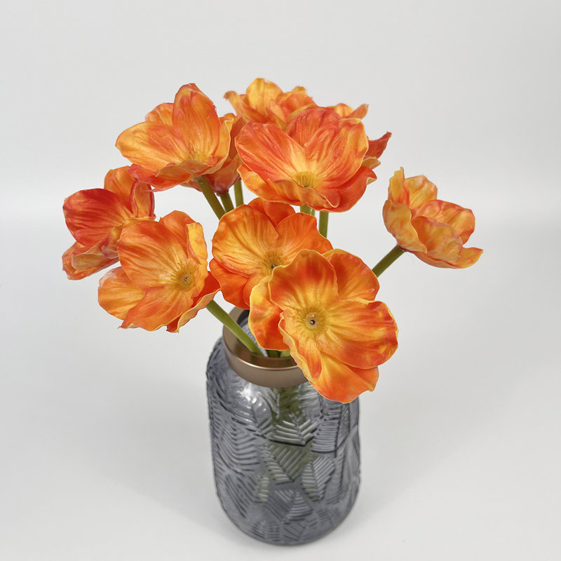 12Pcs Artificial Flowers False Poppy Flowers, Orange