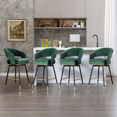 Roellig 29.5 '' Swivel Upholstered Bar Stool with Metal Frame
