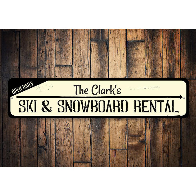 Ski & Snowboard Sign - 4" X 18", 6" H x 24" W x 0.063" D