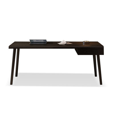 Black Rectangular Solid Wood with 1 drawers desk
