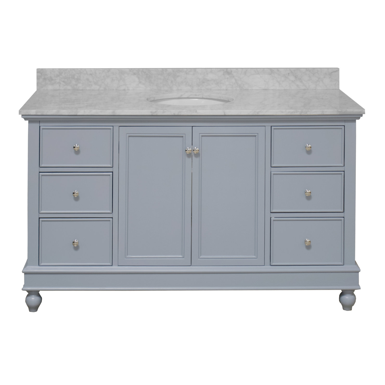 Ferdinand 60'' Single Bathroom Vanity, Carrara Marble, Powder Blue