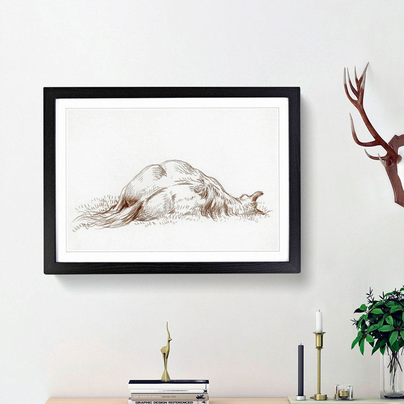 Sleeping Horse by Jean Bernard - Picture Frame Drawing Print, 48cm H x 65cm W x 2cm D, Black Framed