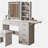 Fashion Vanity Desk with Mirror and Lights for Makeup with open shelves and Chair, Vanity Mirror with Lights and Table Set with 3 Color Lighting Brightness Adjustable, 5 Drawers, White Color