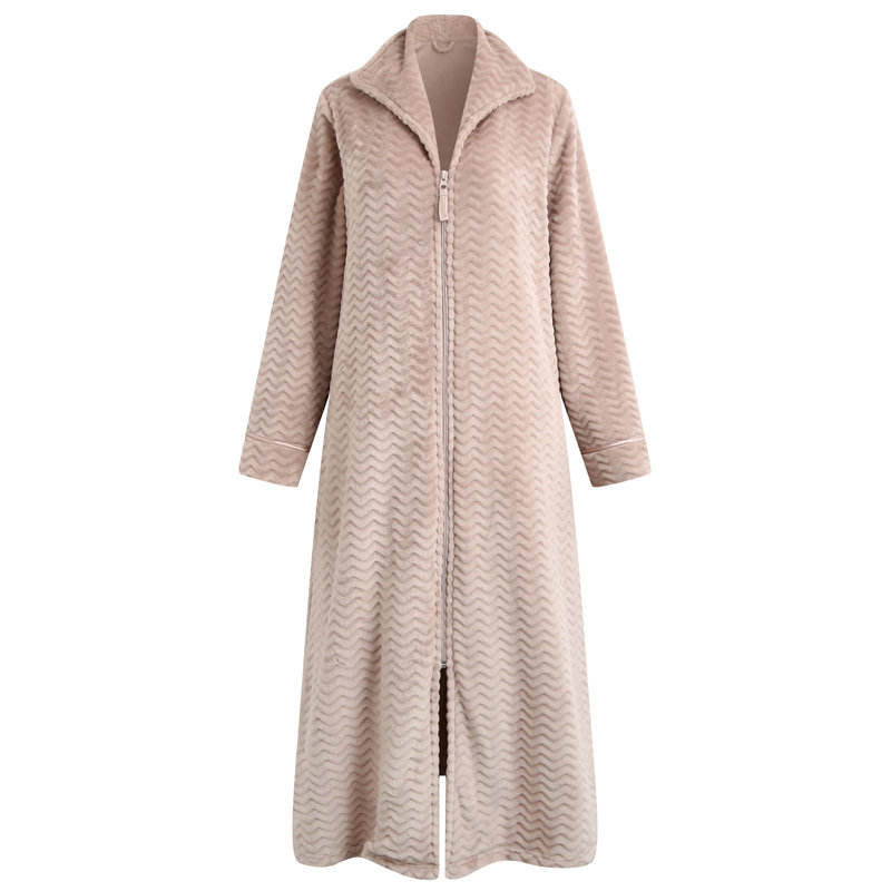 Peignoir mi-mollet avec poches Lakeville, M, Beige