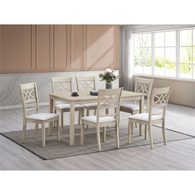 Ensemble de salle à manger 7 pièces avec dossier en croix et table rectangulaire Ferris