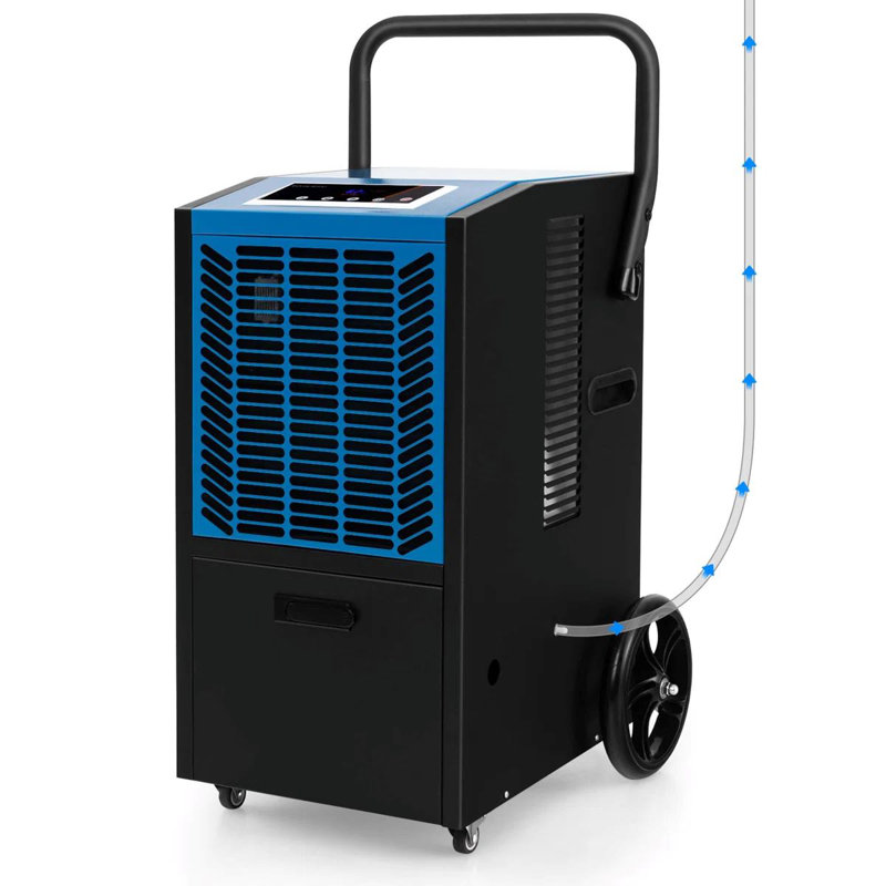 Costway 163 Pints Commercial Dehumidifier With Pump & Drain Hose Heavy Duty Dehumidifier, Blue