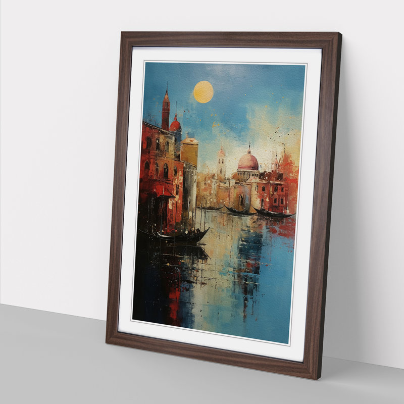 Venice Abstract Art - Framed Print, Walnut Framed, 64cm H x 46cm W