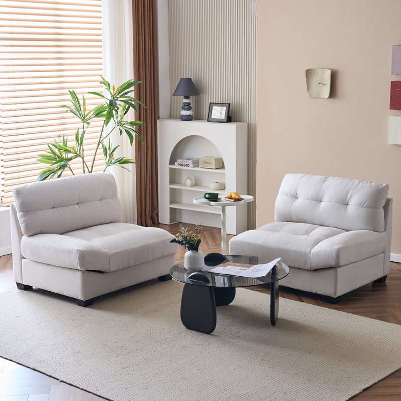 Causeuse en velours 80 po Cloud, Blanc