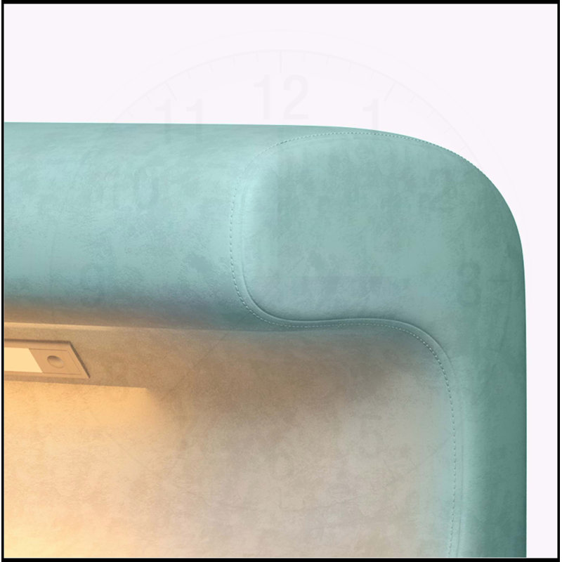 Luxueux banc repose-pieds en cuir avec lumière DEL intelligente pour diverses pièces, Bleu vert antique