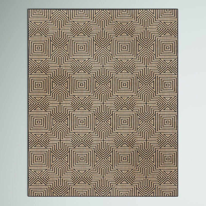 Tapis intérieur / extérieur géométrique Govan, Rectangle 9 pi 6 po x 12 pi