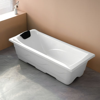 Simple Modern Acrylic Bathtub 66.93'' W 18.90'' H Tub & Shower Kit