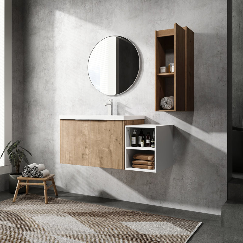 Meuble-lavabo de salle de bain de 42 po avec lavabo et armoire latérale