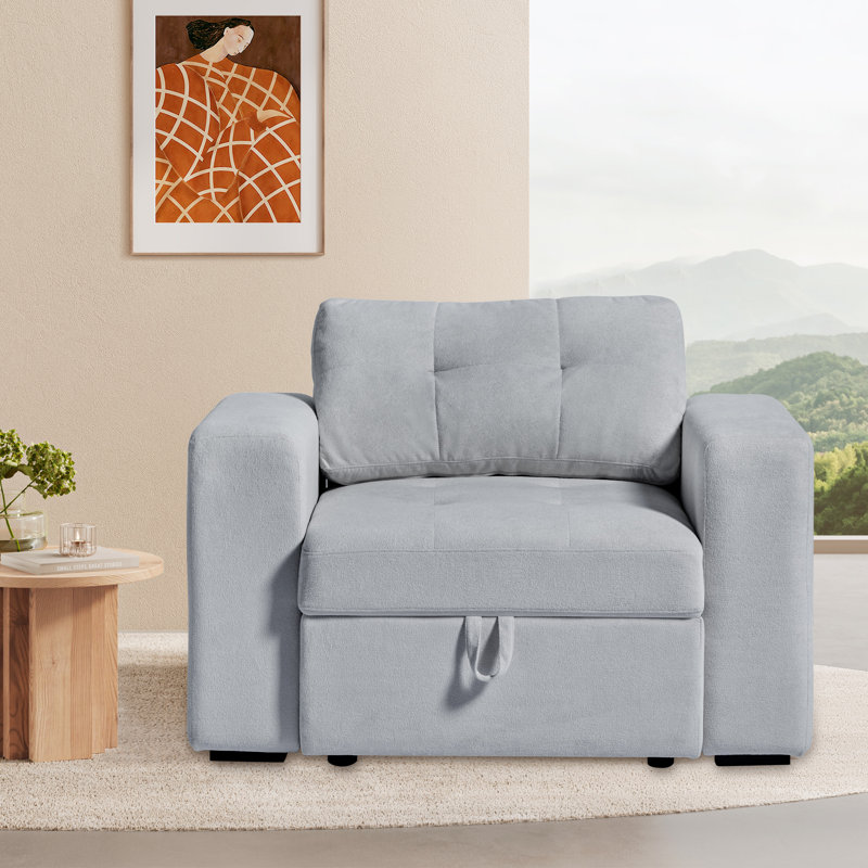 Melda Upholstered Armchair, Gray Boucle