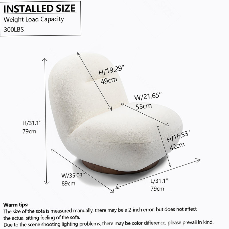 Luxueux fauteuil d'appoint pivotant moderne avec dossier incurvé, conception sans accoudoirs, idéal pour le salon, un appartement et un espace de réception
