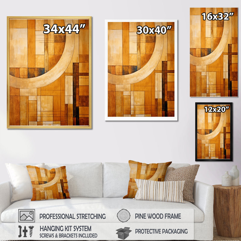 Bronze Brilliance Symetry II - formes abstraites, impressions sur toile, H 44 po x l 34 po x P 1,5 po, Cadre flottant doré