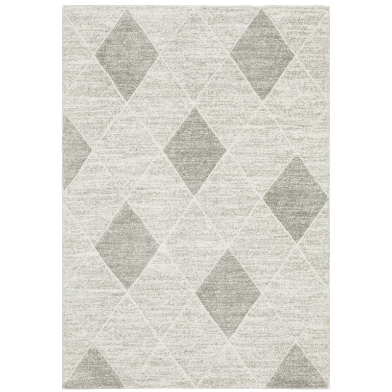 Tapis gris / ivoire Chase Geomtric Diamond, Rectangle 9 pi 10 po x 12 pi 10 po