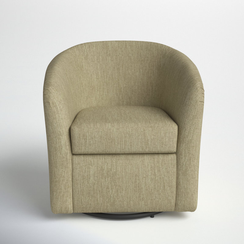 Anrea 30.5" W Polyester Swivel Barrel Chair, Hapden Spring Green Polyester Blend