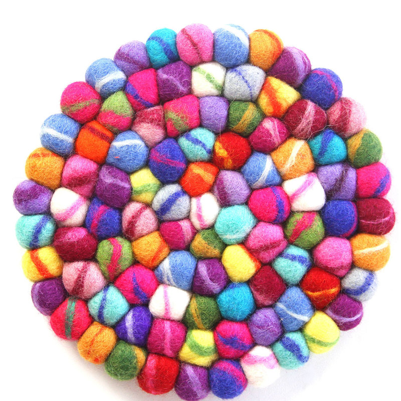 Boule de feutre à main fabriquée, Rouge / Bleu / Vert