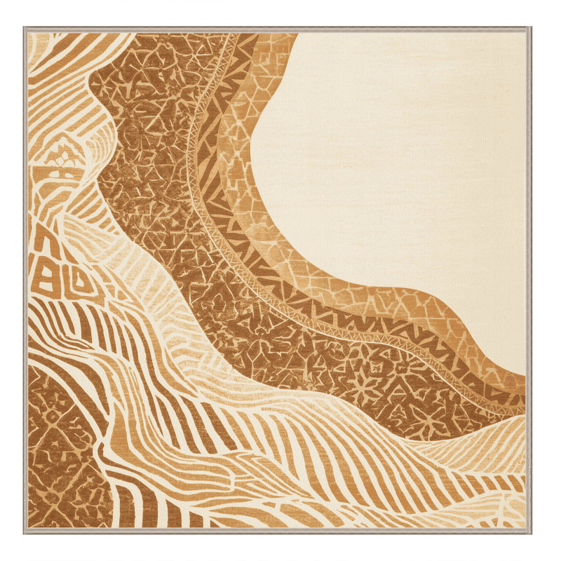Tapis moelleux moelleux d'inspiration mondiale Maspeth en beige - reliure beige, 8 pieds carrés