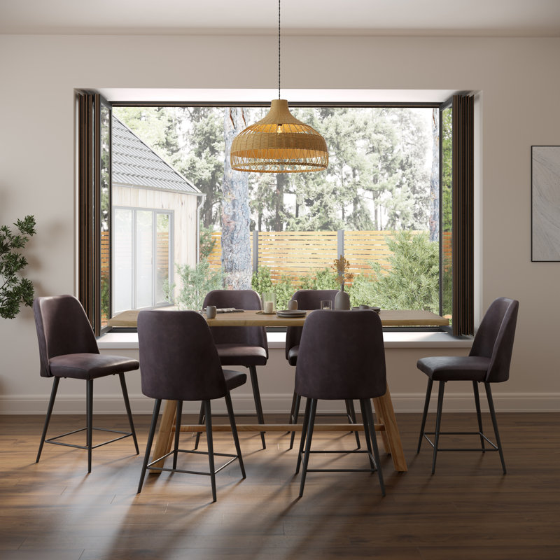 Ebrar 6-Person Solid Wood Trestle Dining Set, Brown