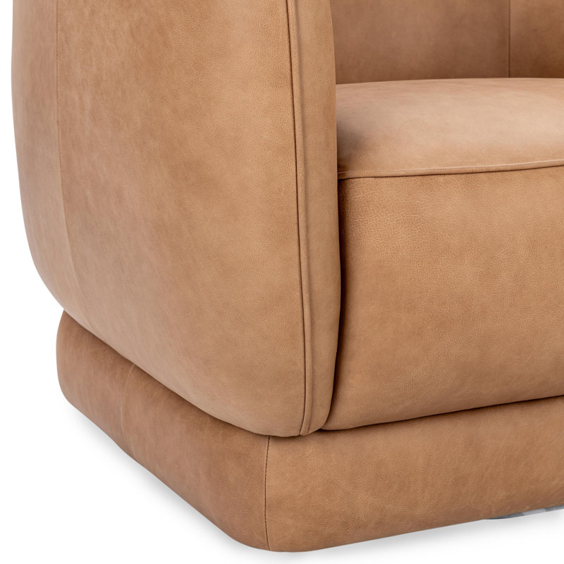 Rinner Leather Swivel Club Chair, Heritage Tan Genuine Leather