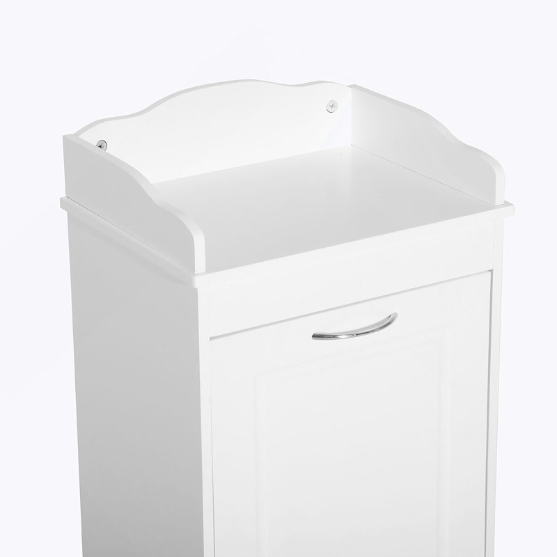 Panier à linge inclinable 31 po, armoire de rangement autoportante pour la maison, armoire de rangement pour salle de bain, blanc