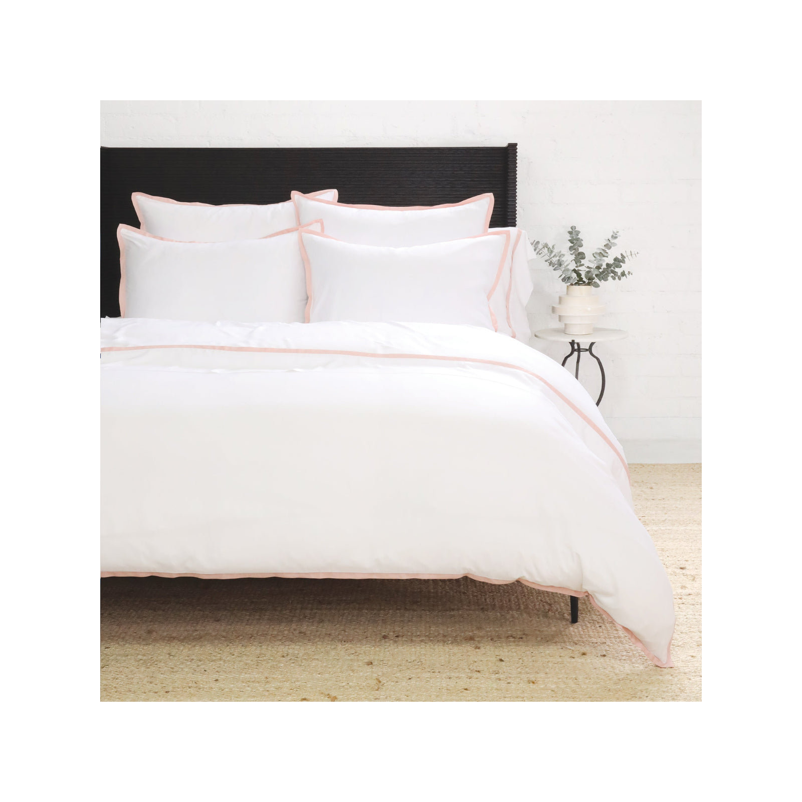 Langston Rayon Duvet Cover Set, Twin Duvet Cover +  1 Standard Sham, White/Pink