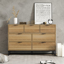 TOSWIN Space-Saving Brown Wooden 7-Drawer Dresser for Bedroom and