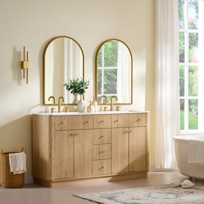60'' Double Bathroom Vanity With Engineered Stone Top Without Mirror