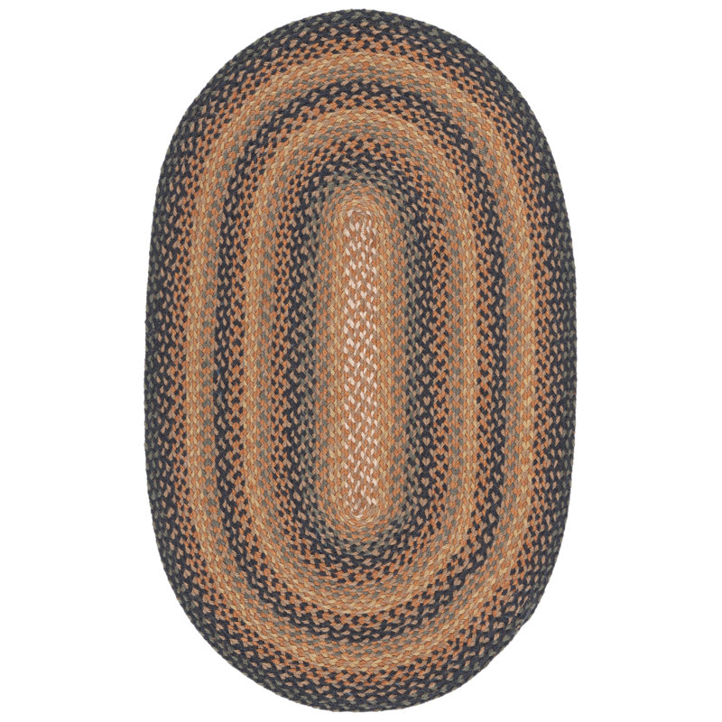 Braided Flat Weave Jute Striped Rug, Oval 4' x 6'