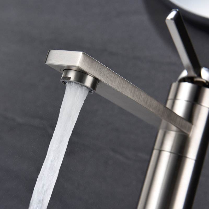 Single Hole Bathroom Faucet, Brushed Nickel, Stainless Steel, Spot- Finish, Resists Water Spots And Fingerprints, Easy To Use With One, Rounded Lines Design Nickel Handle, Surface Cleanliness, One