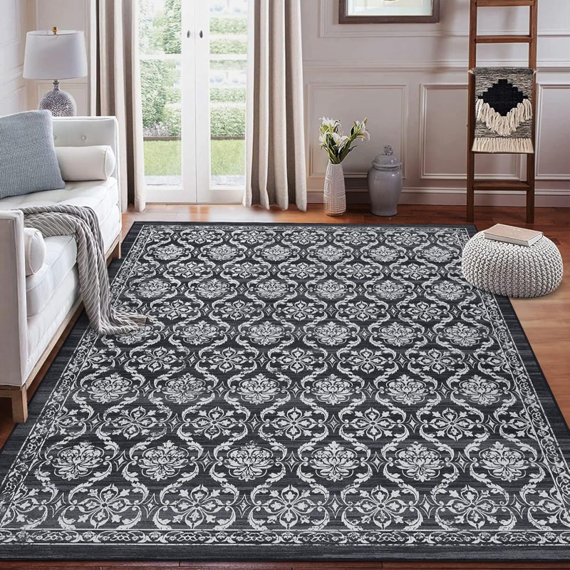 Tapis lavable avec envers en caoutchouc Tapis à poils courts ultra-doux pliable moderne ultra-doux pour le salon Chambre à coucher Dortoir pour chambre d'enfant