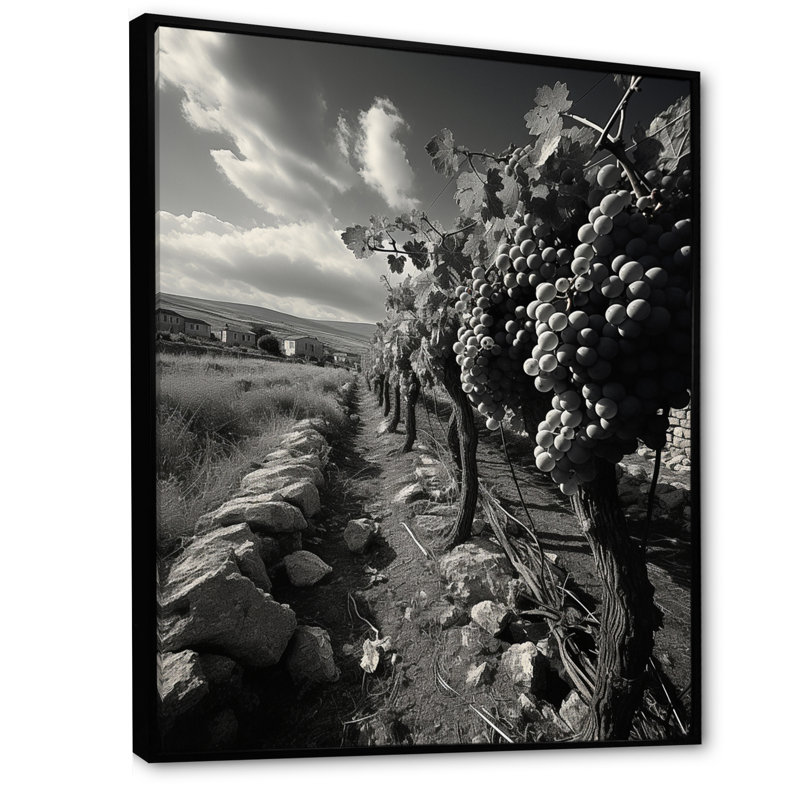 «Vibrant Mon monochrome Vineyard», reproduction sur toile, H 40 po x l 30 po x P 1,5 po, Cadre flottant noir