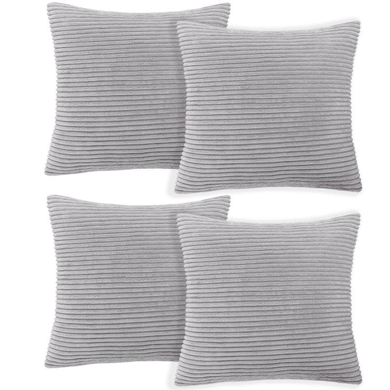 Striped Square Euro Cushion Cover, Silver