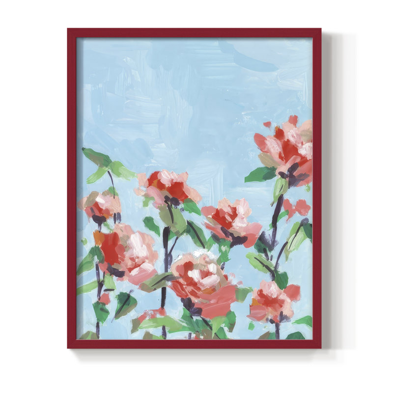 «Rose Garden Sky II», H 15 po x l 12 po, Rouge