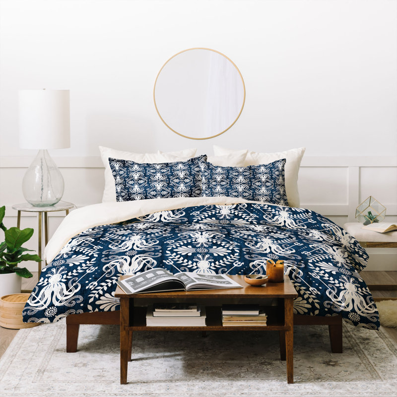 Traditional Polyester Damask Duvet Cover, Full/Queen Duvet Cover + 2 Standard Shams