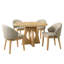 Ensemble de salle à manger 5 pièces Mid-Century moderne, table ronde l 47,3 po avec 4 chaises, finition chêne / noyer, base piédestal-27961853