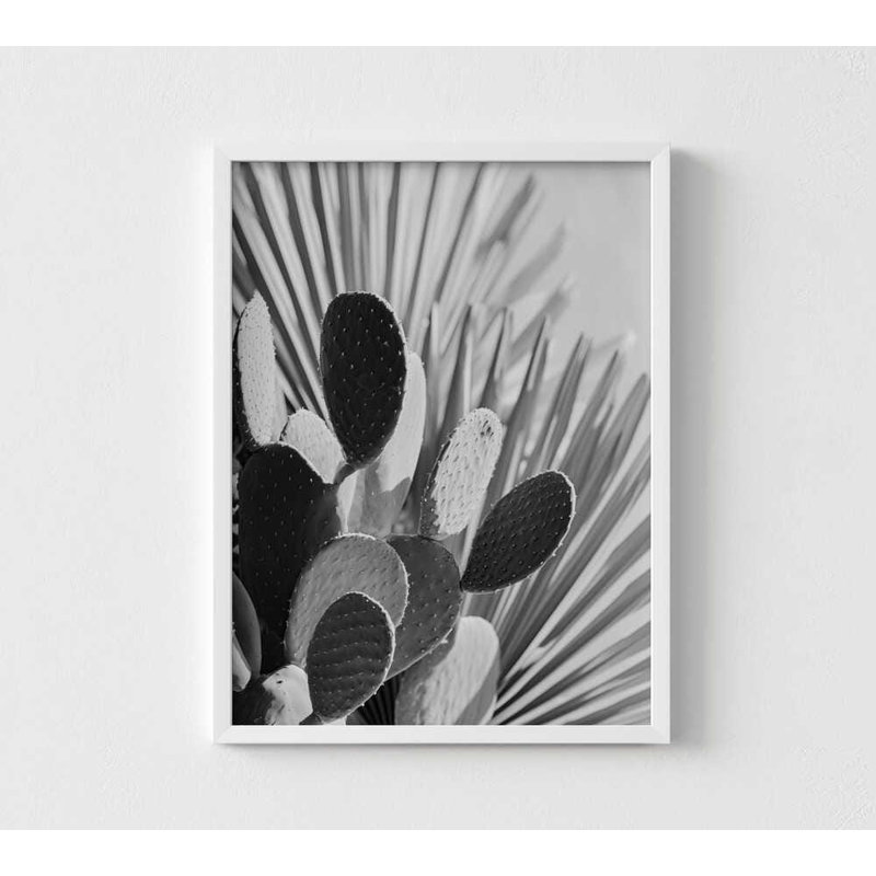 Art mural cactus: impression géométrique audacieuse du désert, H 16 po x l 12 po, Impression encadrée sans passe-partout