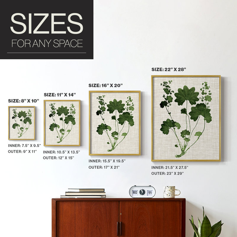 «Forest Foliage on Linen», reproduction encadrée en bois massif, H 10 po x l 8 po