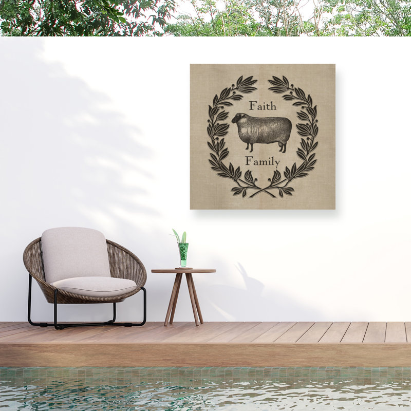 Toile d'extérieur Marcee Duggar «Faith Family Sheep», H 14 po x l 14 po x P 1,5 po