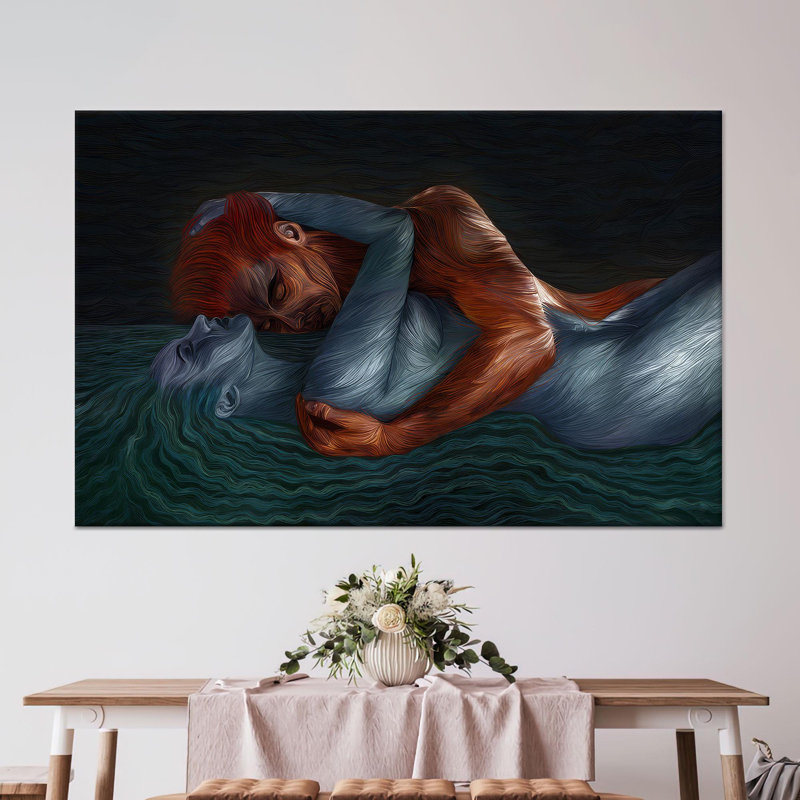 Toile imprimée: Décoration murale de chambre à coucher minimaliste - Couple étreignant, 1P