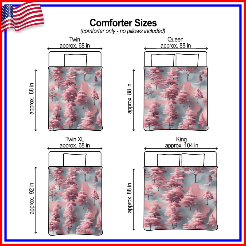 Pink Trees Landscape Comforter, King