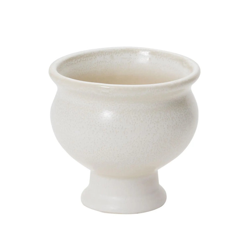Small Round White "Ellis" Footed Planter Pot Compote For Plants And Home Décor, 6.25" H x 8.5" W x 8.5" D