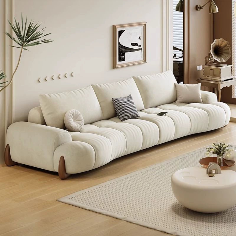 Canapé moderne de style crème minimaliste, Ivoire ivoire