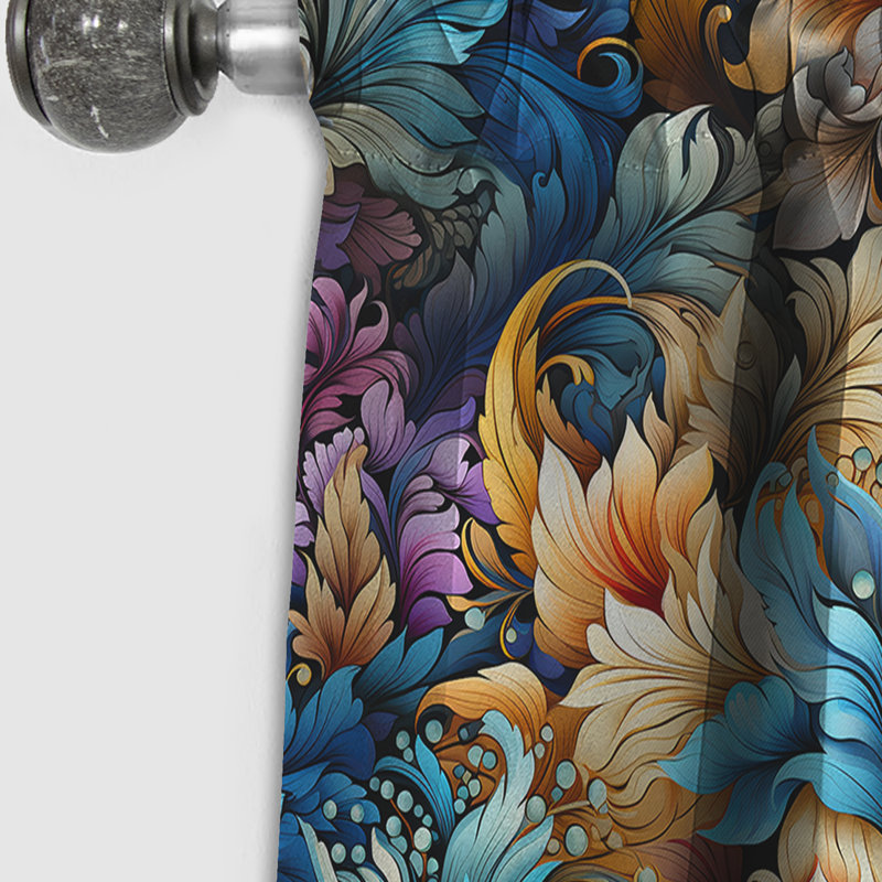 Motif cachemire mystique I - rideau floral, L 52 po x L 108 po
