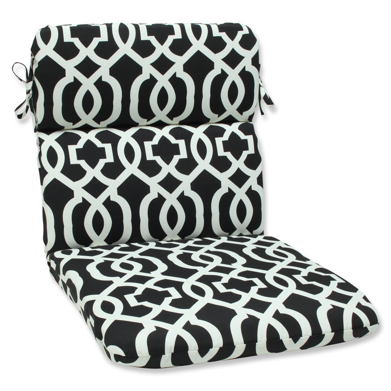 Outdoor 3'' Lounge Chair Back Cushion, Black / White