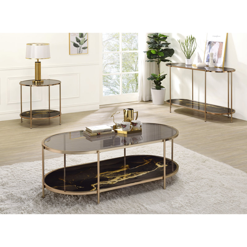 Bureau en marbre noir avec structure en métal et design confortable, style console